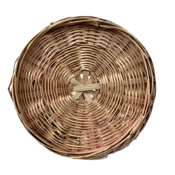 Vintage Basket Cottage House Tall Arched Handle Wicker Woven Twist Design 13x6” - Picture 8 of 11